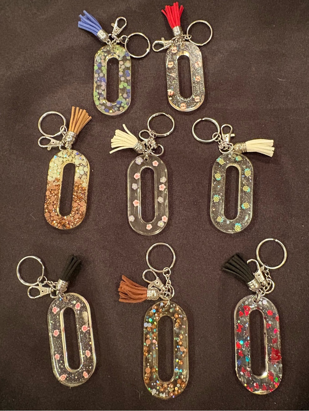 Handmade Glitter‎ O Resin Keychain with Tassel - Assorted Colors